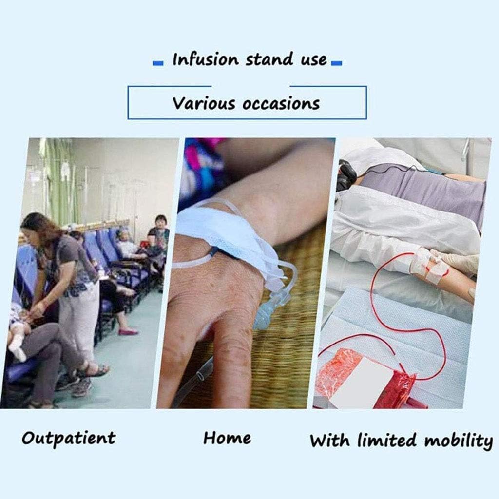 UPJAKS Portasueros portátil con Base de Hierro Fundido, Soporte para Bolsa de Goteo IV rodante con 5 Ruedas y 4 Ganchos, Soporte para infusión médica para Hospital y hogar