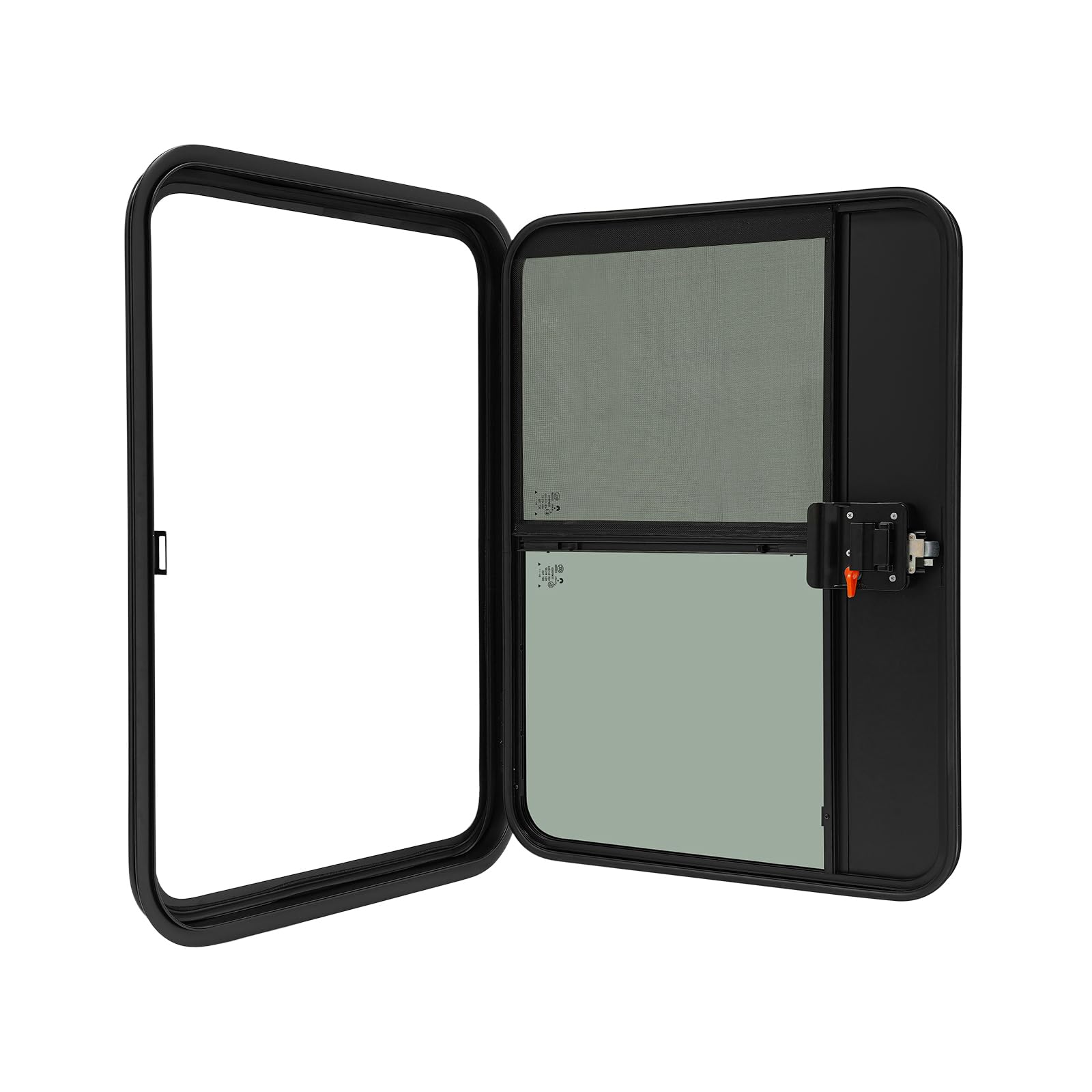 RV Entry Door, Black Aluminum Alloy Teardrop Trailer Door with Tempered Glass, Universal Fit for RVs, Campers, Horse Trailers, Cargo Trailers (Left, 26"x36")