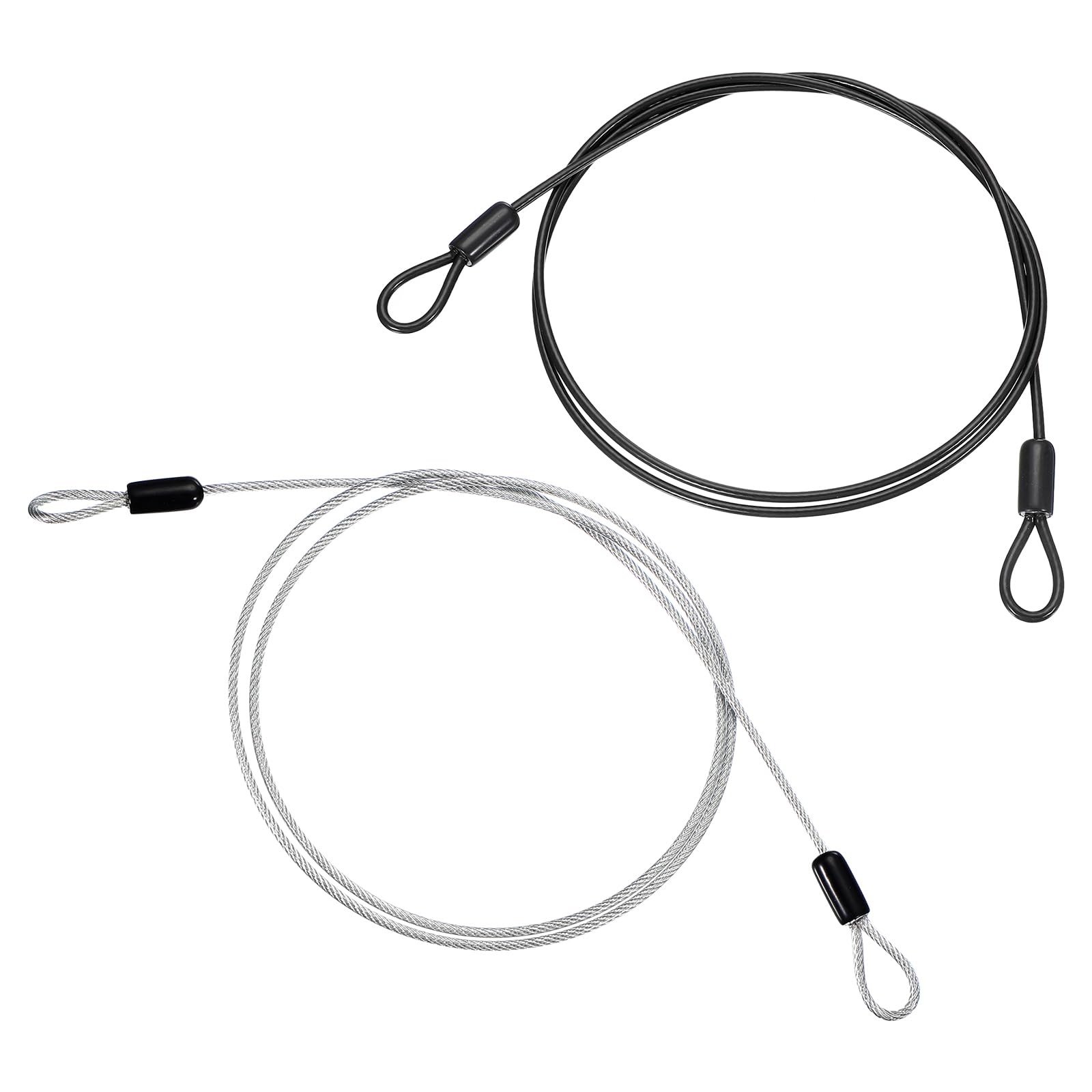 PATIKIL 2 Pcs 1/8" Dia Vinyl Coated Stainless Steel Cable with Loops