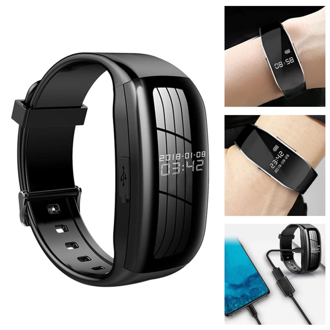 Grabadora de vídeo por Voz Digital, cámara de Audio 8G, Pulsera, Dispositivo de grabación con cancelación de Ruido