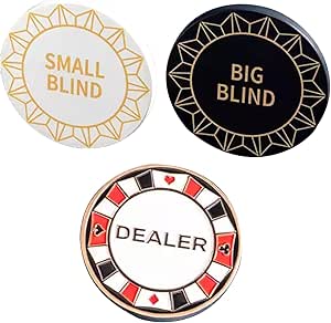 Lot De 4 Jetons Texas Poker – Small Blind, Big Blind, Boutons Marqueurs En PP (couleurs Assorties)