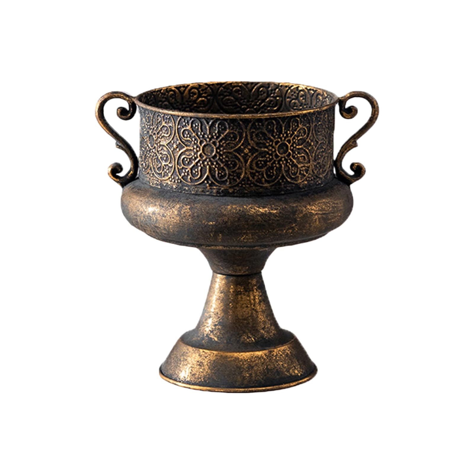 Msioytog Iron Planter Pots with Embossed Design for Indoor Outdoor Garden Decor Pedestal Vase