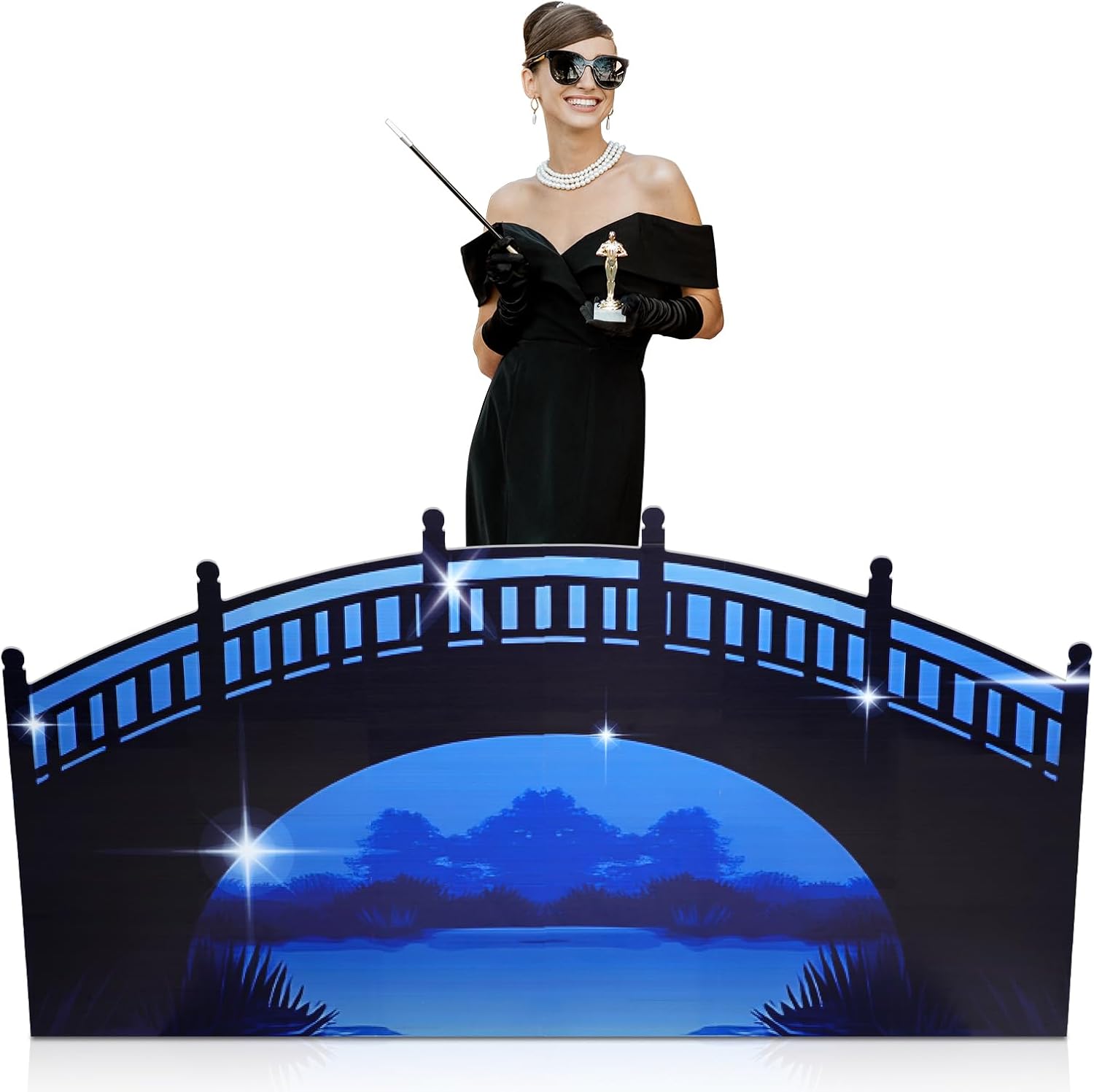 6.3 ft Starry Night Bridge Stand-up Cardboard Cutout Award Night Party Decoration Life Size Movie Theme Prom Decor Photo Booth Backdrop for Star Starry Theme Party