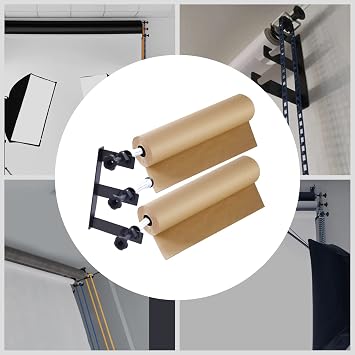 Photography 3 Roller Backdrop Wall Mount Manual Background Roller Support System with 6 Expand Bars and 3 Chains for Photography Studio Holding