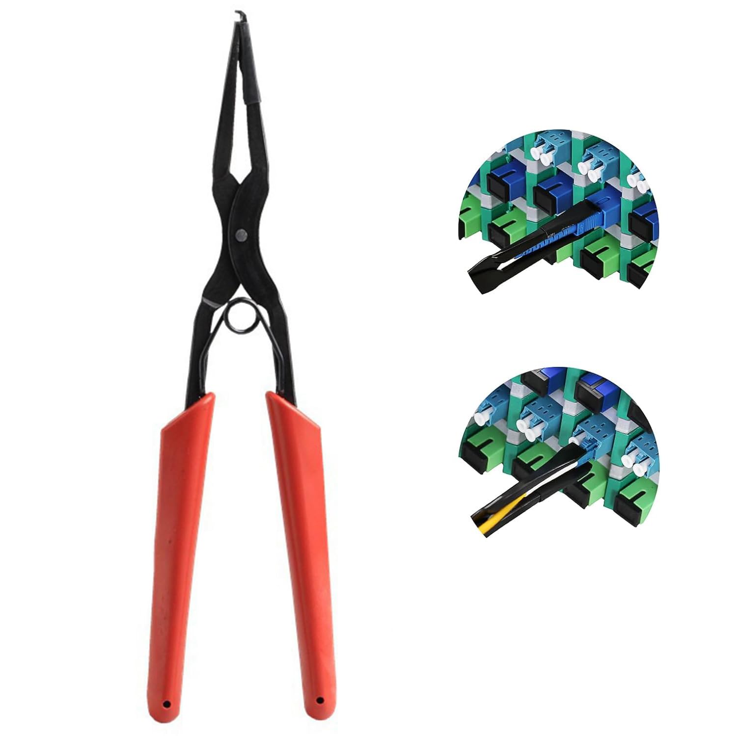 Miller IET Optical Fiber Pliers, SC/LC Outlet Flange Head Remove Plier Long Nose Rubber Anti Slip Handle Steel Portable Flange Pliers, for Optical Repair and Connecting