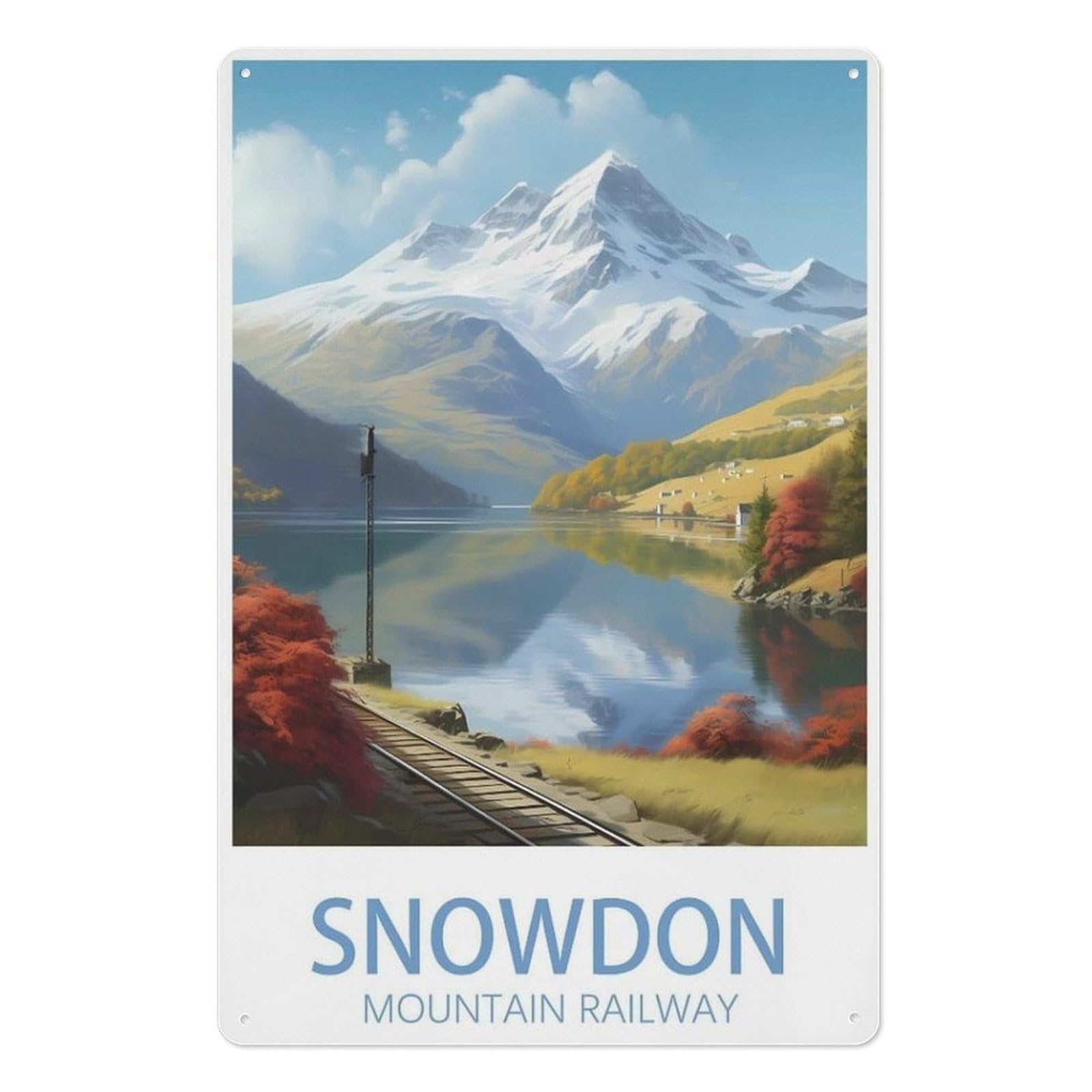 Pgcksk A15 Snowdon Mountain Railway，Nostalgic Man Cave Tin Metal Sign Hanging Wall Plaque Kitchen Shed Garage(20X30cm）8X12 Inch-W89
