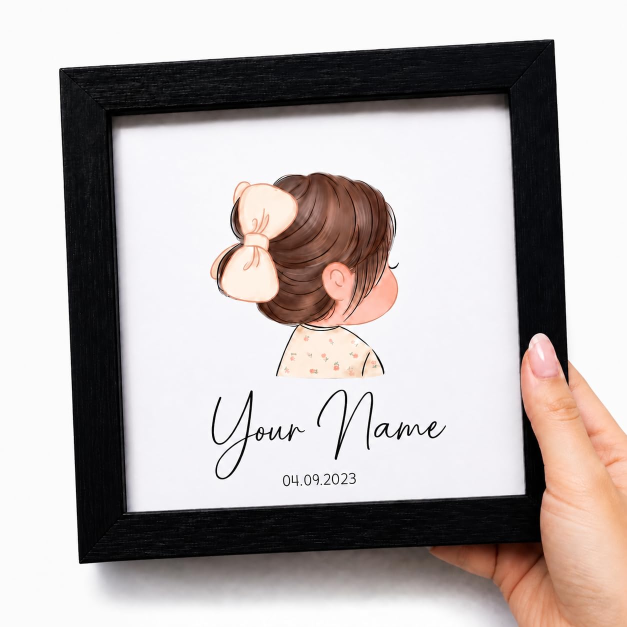 VOLITO Personalized Baby Photo Frame with First Hair Storage – Custom Name & Birthdate – Premium Wood, 7x7 Inches, Acrylic Cover - Gift for Baby Birthday & New Parents (Pinky Belle)-image-23