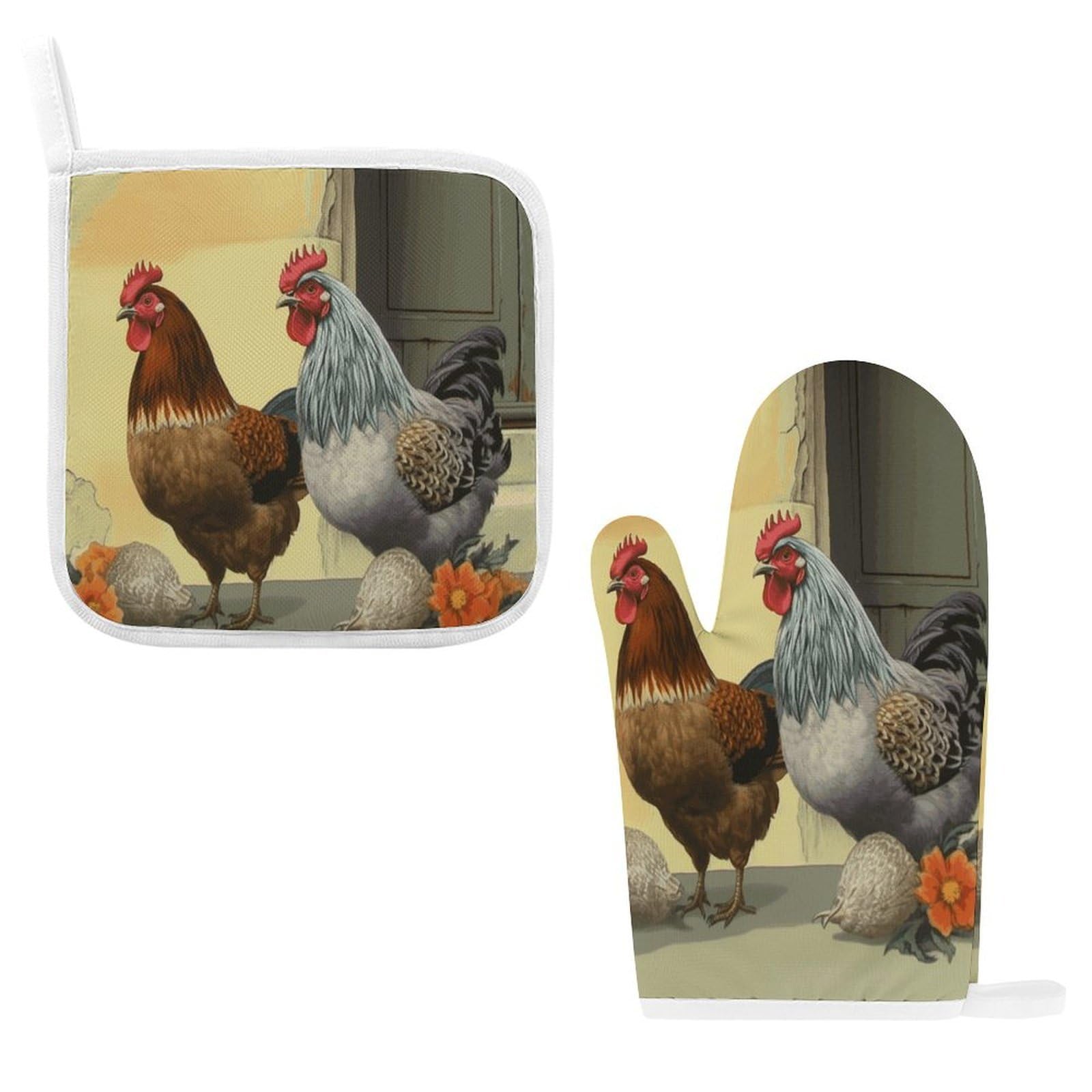 Fodpand Style Italian Chickens Oven Mitts And Pot Holders Sets