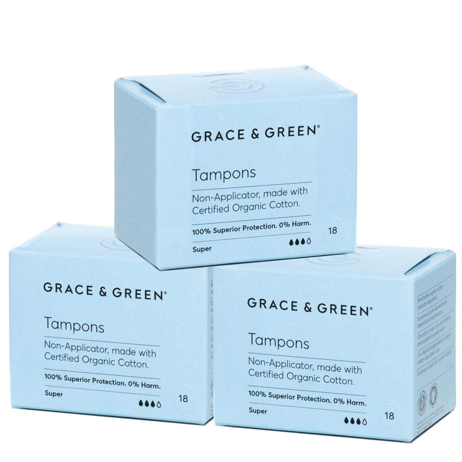 Sponsored Ad – Grace & Green 54 Non-Applicator Tampons - Super Size | Eco-Friendly Period Products | Biodegradable Packaging | B-Corp Certified | Safe & Sustainable | 3 x 18 Pack | No Dye, Bleach or Fragrance