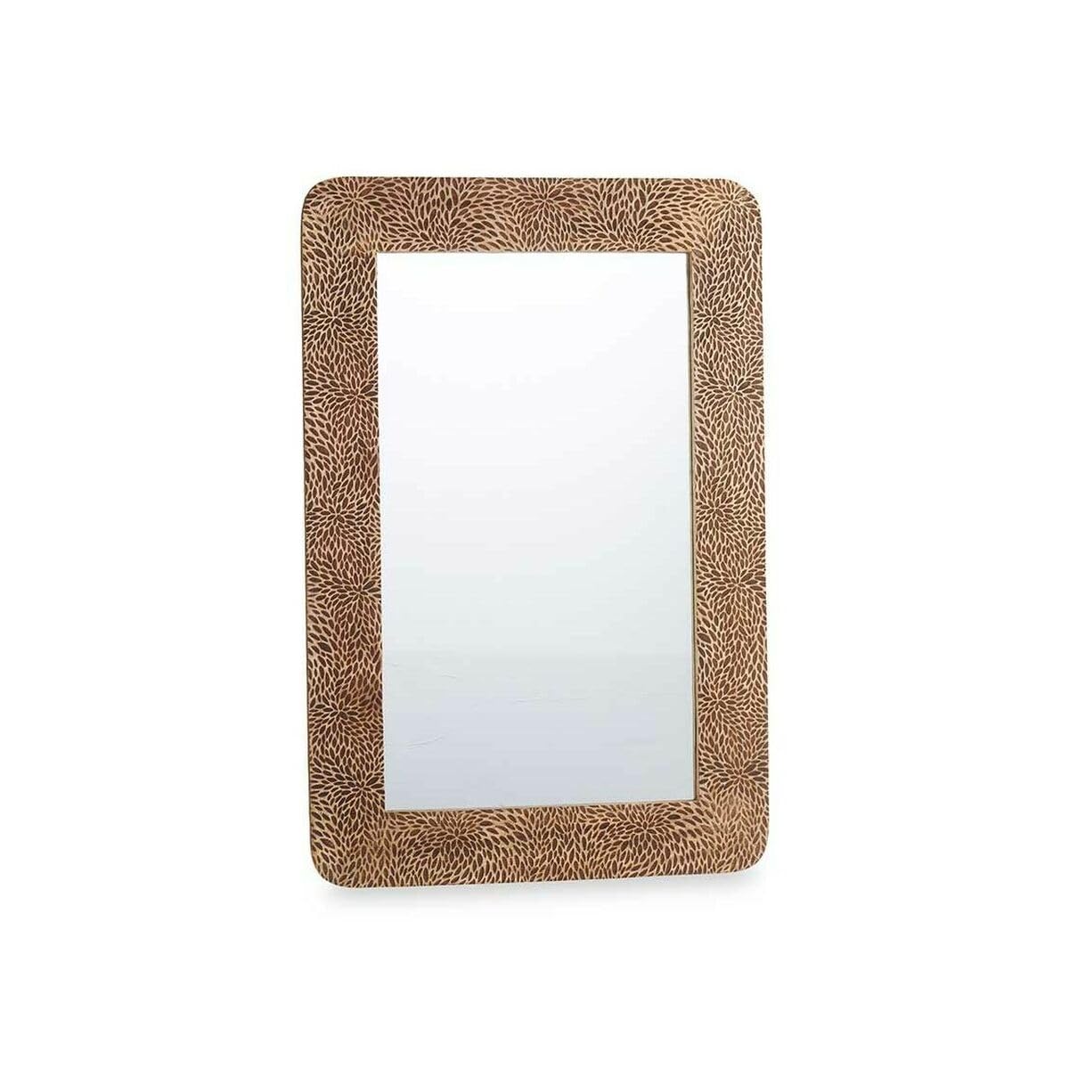 Gift Decor Espejo de Pared Marrón Madera de Mango Hojas 90 x 60 x 2 cm