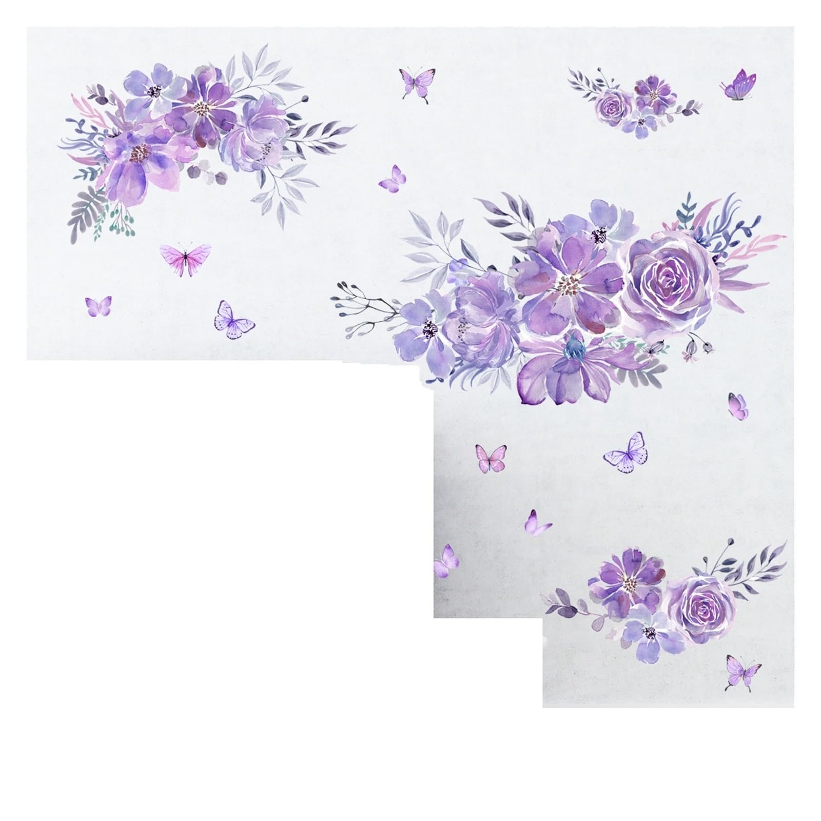 Purple Flowers Wall Stickers Living Room Bedroom Background Decor Mural Bathroom Home Decoration Self-Adhesive Decals