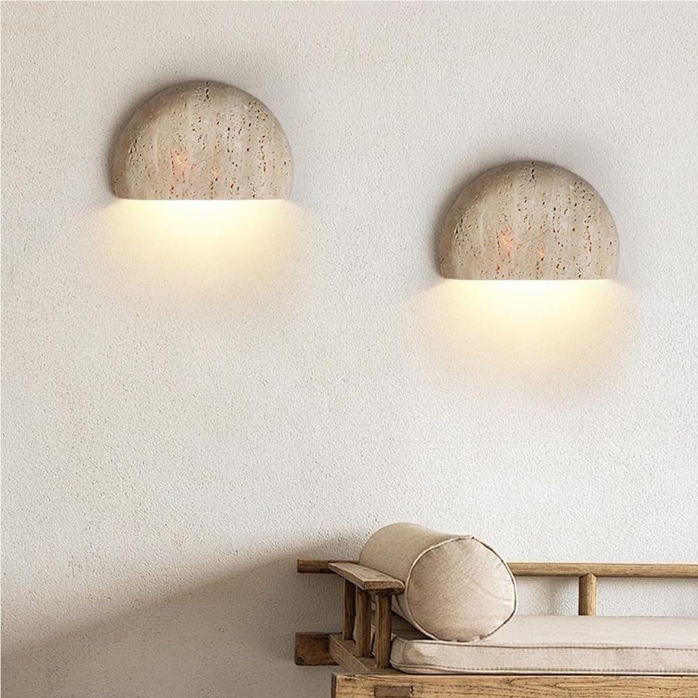 moon11段200台1枚板ヘリポート付ロータリー交差点付き DHFIRUFSHLO Wabi-Sabi Japandi Wall Sconce Natural Stone Curved