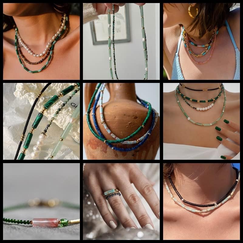 Miniatura 4 de Cuentas de tubo de piedra natural de 0.157 x 0.512 in, cilindro de amazonita, cuentas espaciadoras sueltas de cuarzo para hacer joyas, pulseras y