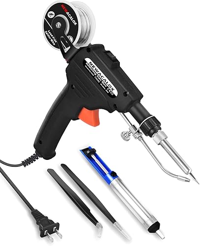 NEWACALOX - Kit de soldador, pistola de soldadura manual automática de soldadura, herramienta de soldadura, bomba de desoldadura, pinzas para placa