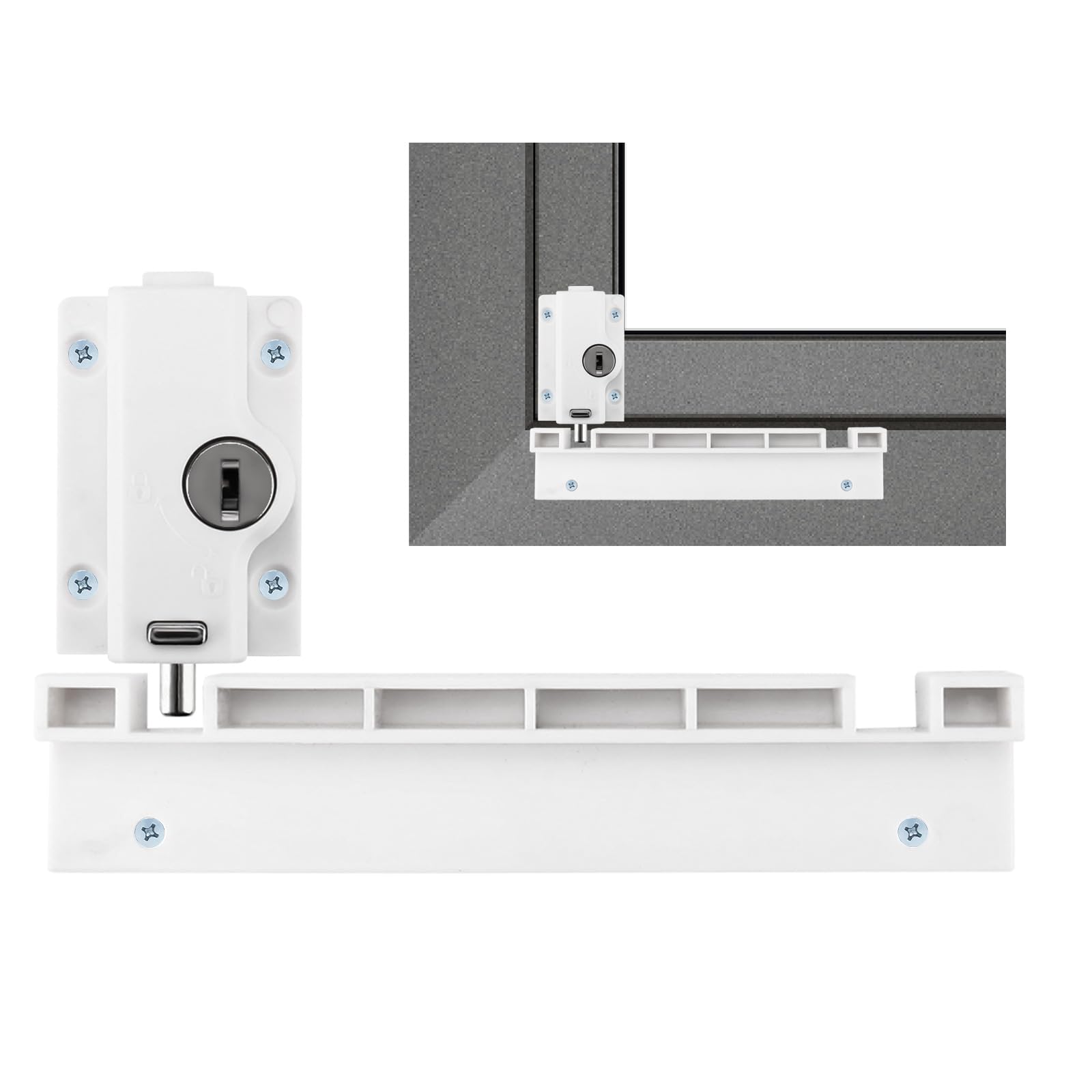 Patio Sliding Door Security Kick Lock, Sliding Patio Door Locks for Glass Doors Security Lock for Home, White