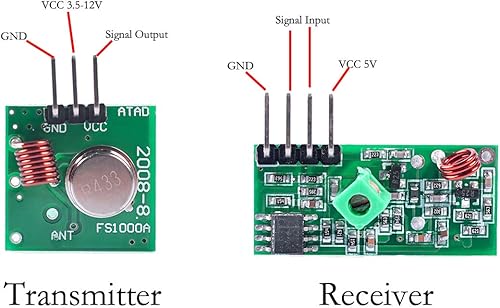 Miniatura 2 de HiLetgo 5 Sets 433M Transmisor + Receptor Kit Alta Frecuencia Super Regenerativo Módulo Transmisor para Alarma antirrobo