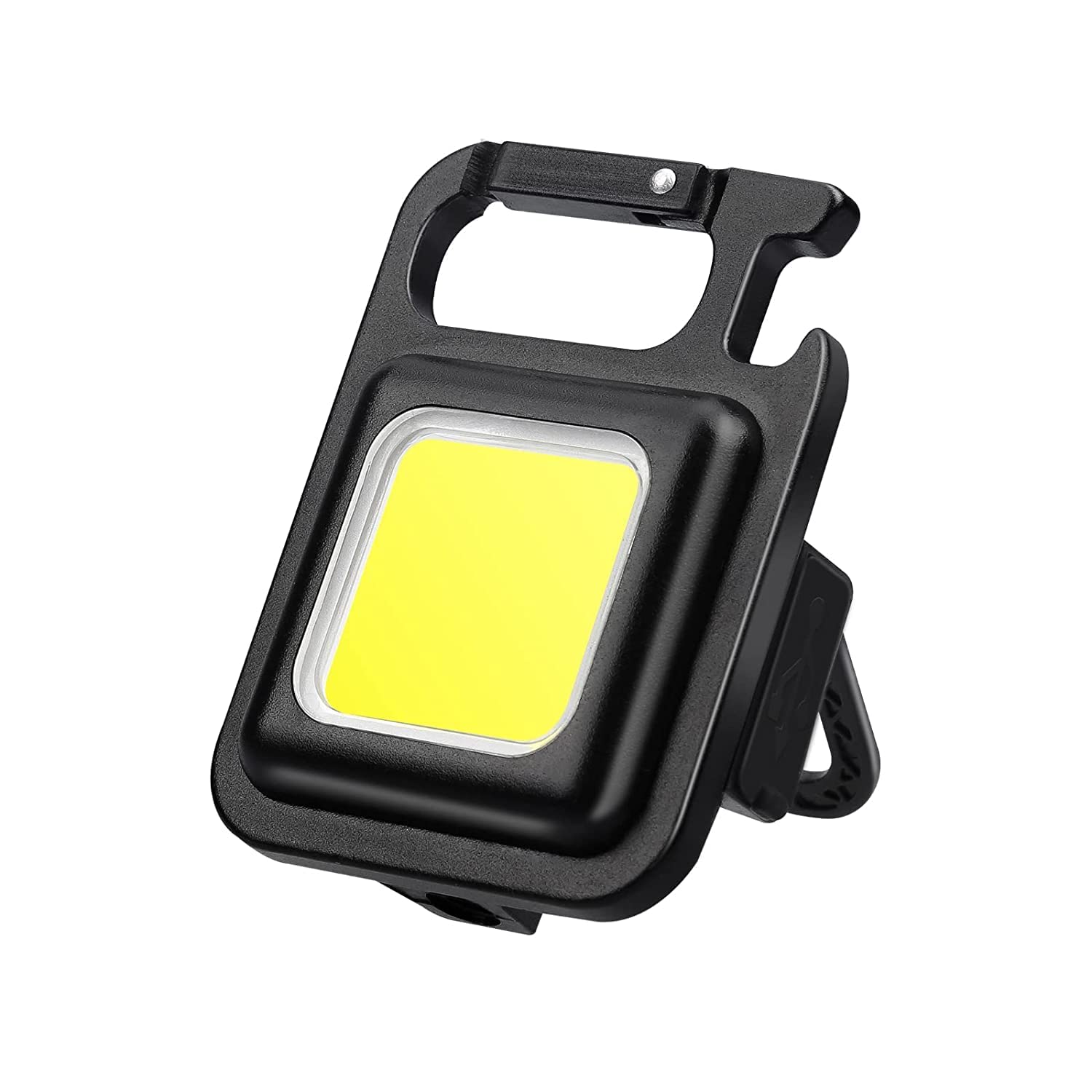Muzztech LED Mini COB Keychain and magentic Flashlight Portable USB Rechargeable Light 3 Light Modes with Folding Bracket,for Walking Camping（Square-image-36