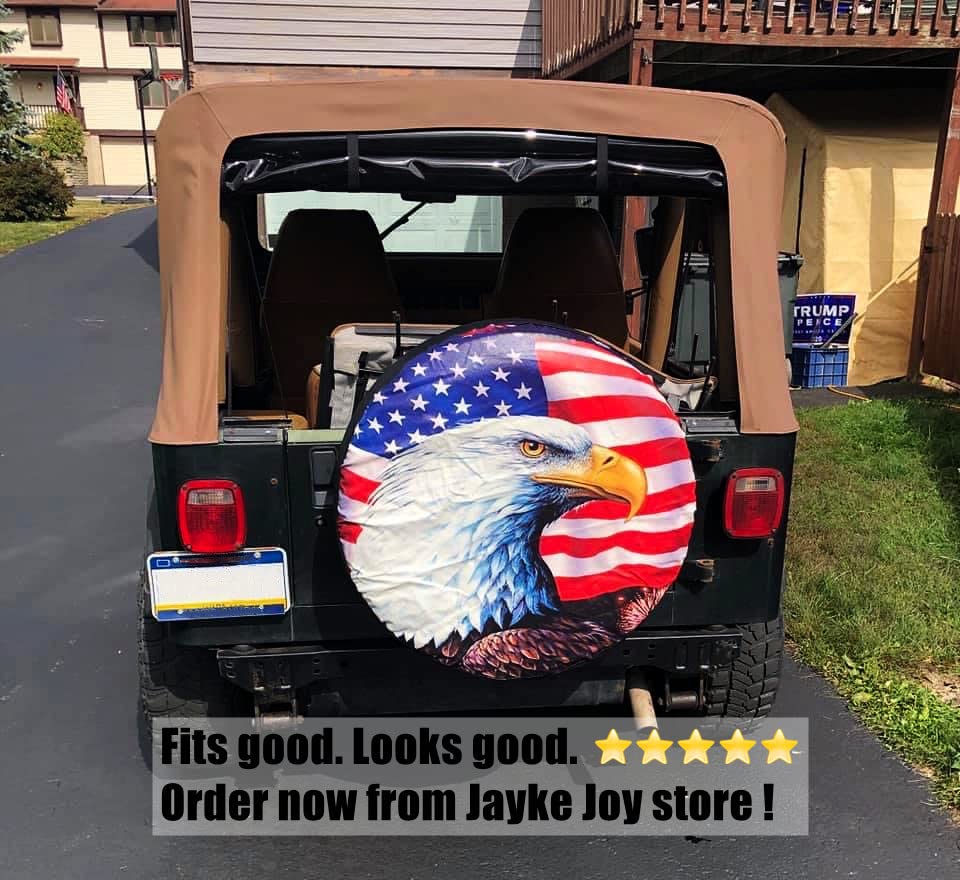 American Eagle USA Flag Spare Tire Cover - Universal Waterproof Dust-Proof Wheel Protector For Jeep/RV/SUV