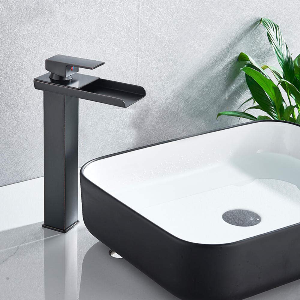Nian Rubinetto del bacino Nichel spazzolato Rubinetto del bacino del bagno Rubinetto a cascata Rubinetto per lavabo caldo e freddo Rubinetto per doccia Nave libera