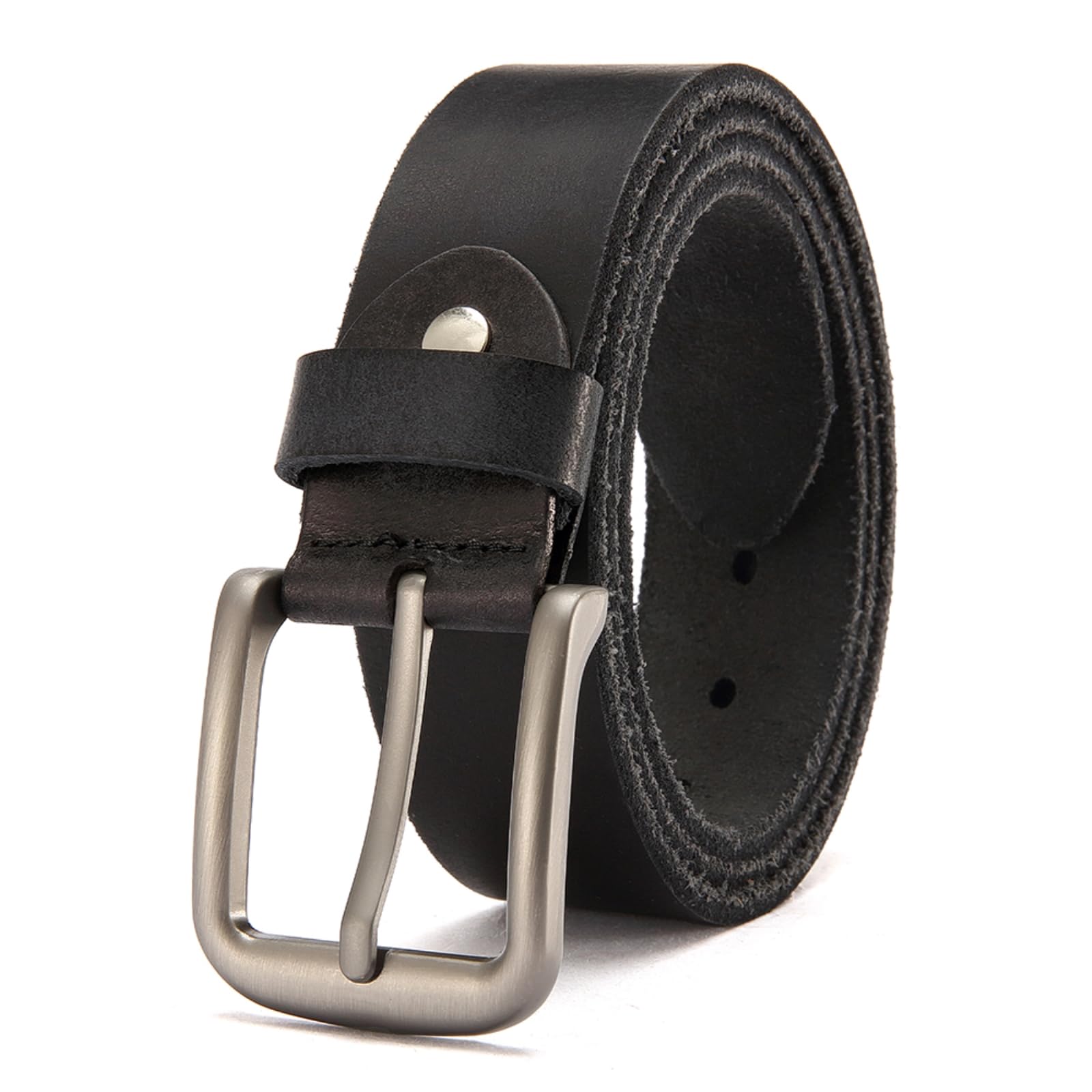 XCSTYY Belt Men's Belts, Stylish Cowhide Leather Denim Belts -black-115cm