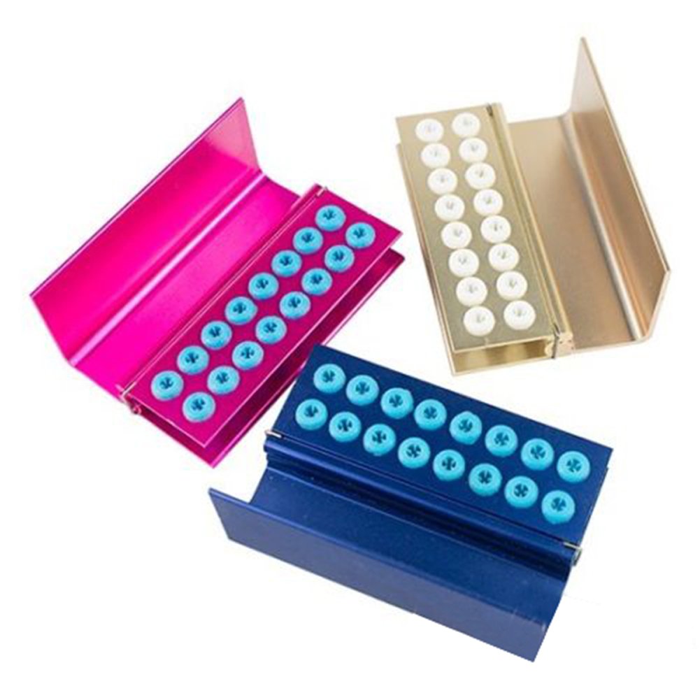 Finlon 3PCS Dental Bur Block with Cover 16 Holes for FG Bur Point for High Speed Disinfection Autoclave Holder Block Blocks
