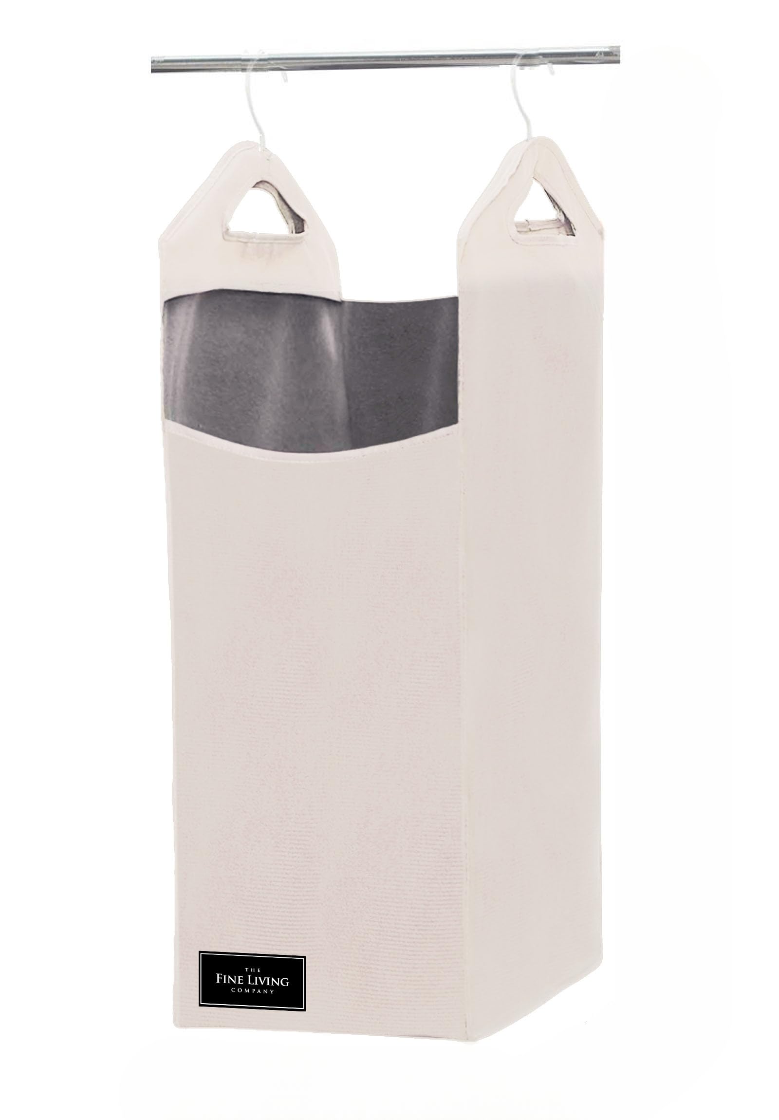 The Fine Living Co. Hanging Laundry Hamper Bag, Heavy Duty Hanger, Space Saving Closet Hamper Organizer (Beige)
