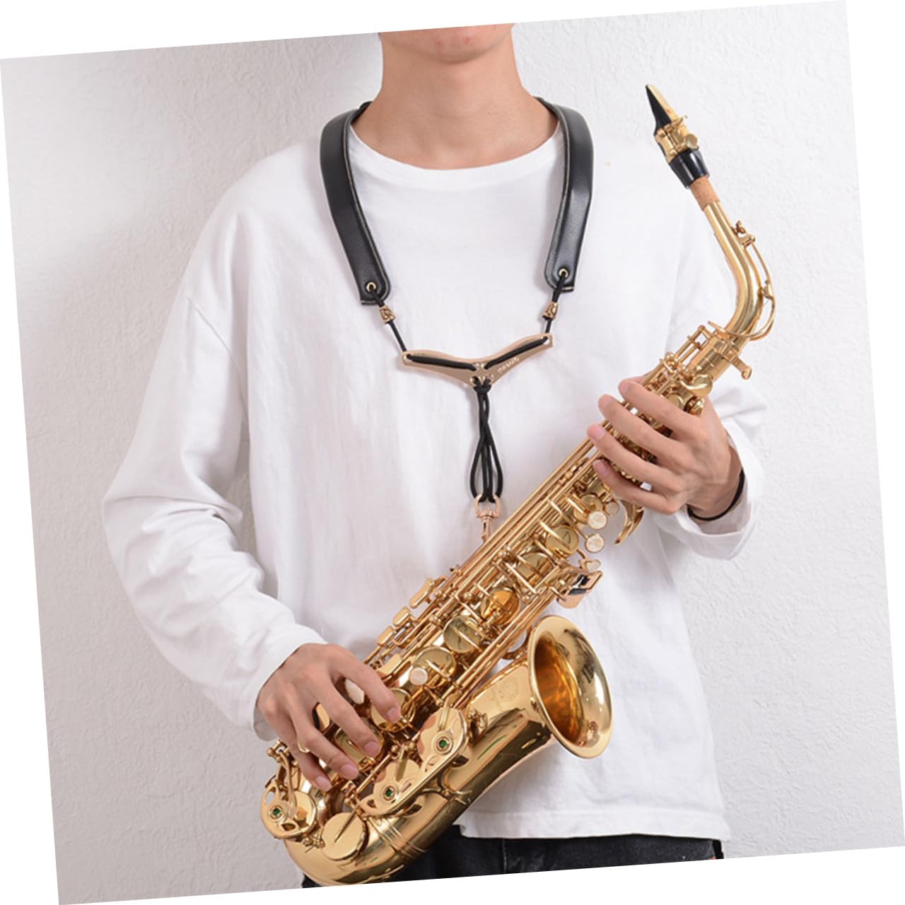 Abaodam Imbracatura Sax Regolabile in Cuoio e Nailon, Doppia Spalla, Distribuisce Peso, Riduce Dolore a Schiena e Collo, Accessori per Sassofono, Tracolla per Borsa Argento Stili multipli