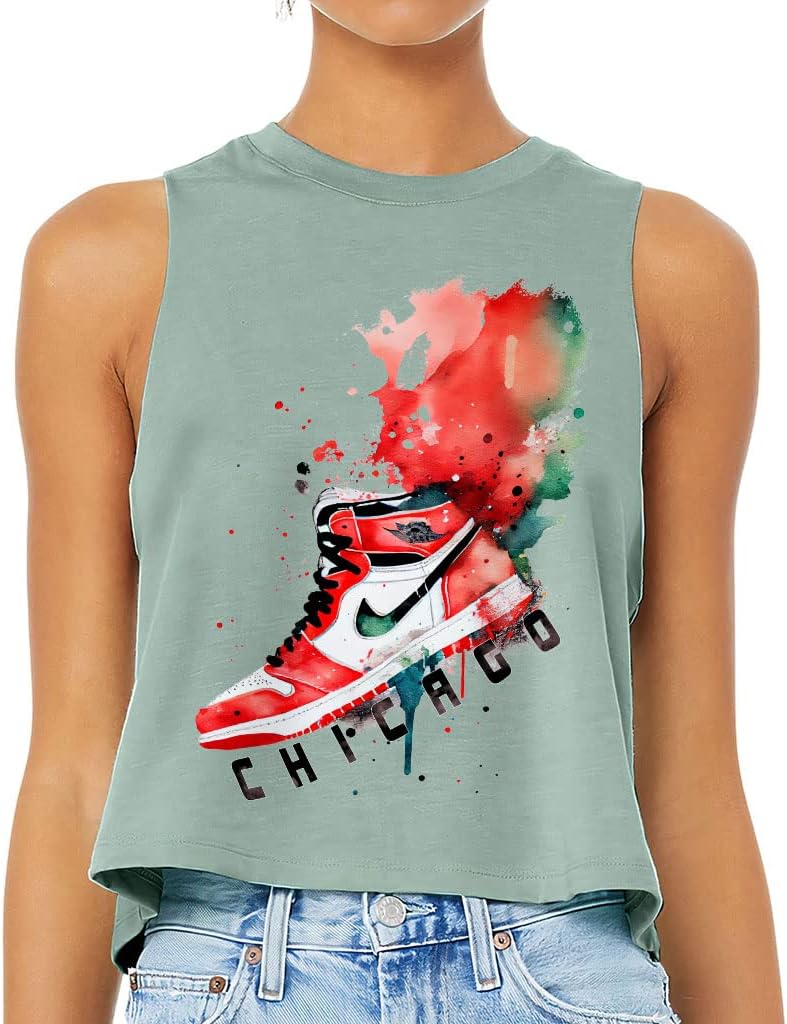 Cool Chicago Racerback Cropped Tank - Paint Women's Tank - Print Tank Top