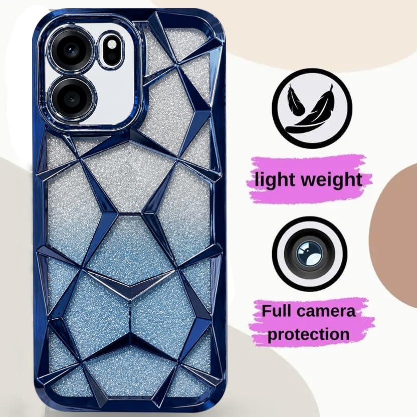 Image of VONZEE Gradient Glitter Case for Oneplus Nord Ce6, Luxury Electroplated 3D Cube, Diamond Bling Shiny Soft TPU Clear Shockproof Women Girls Protective Phone Cover (Sierra)