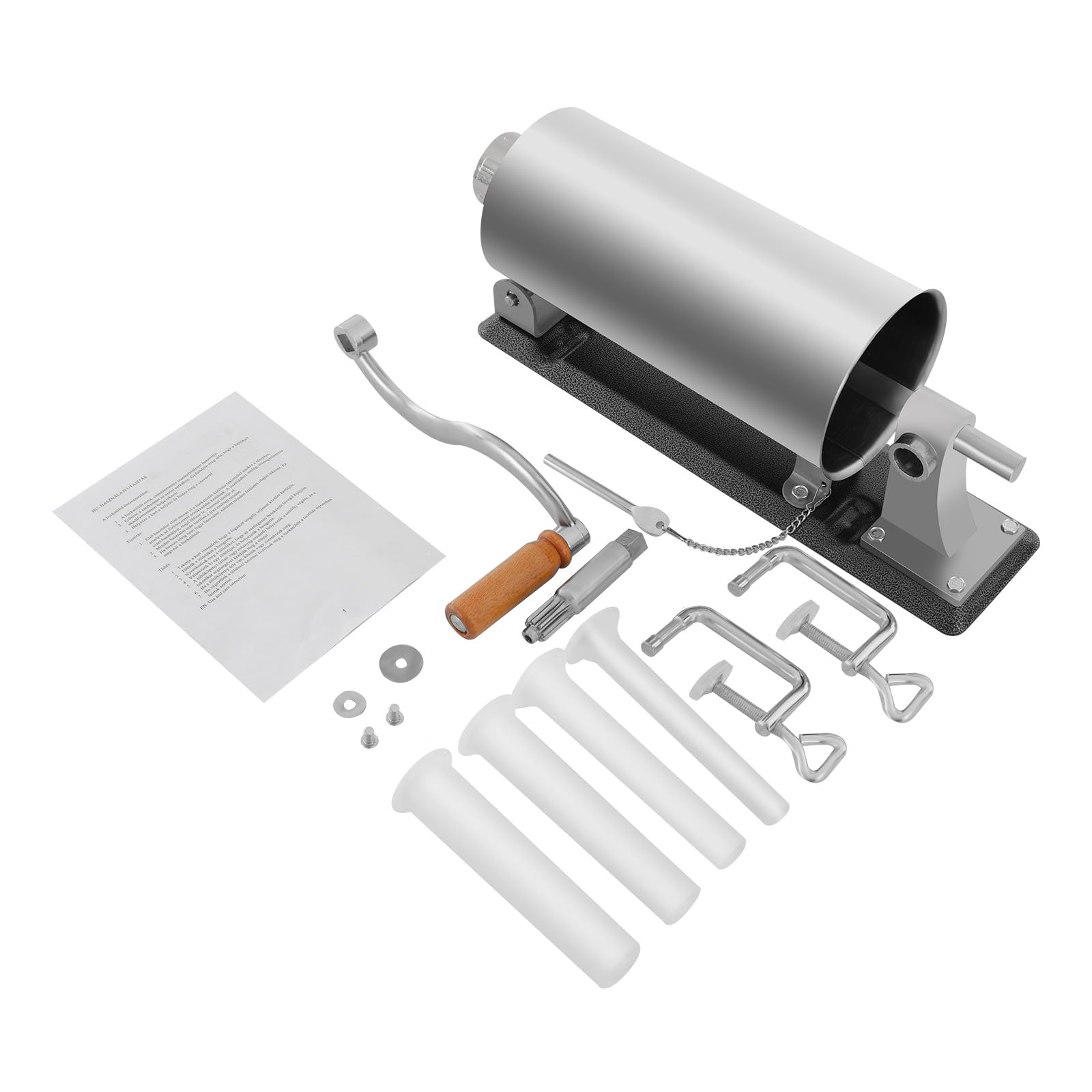 Cocina manual de salchichas de acero inoxidable de 3 litros con 4 tubos de llenado y 2 tornillos de sujeción, manivela tipo embutido, prensa manual para salchichas, máquina manual para restaurantes
