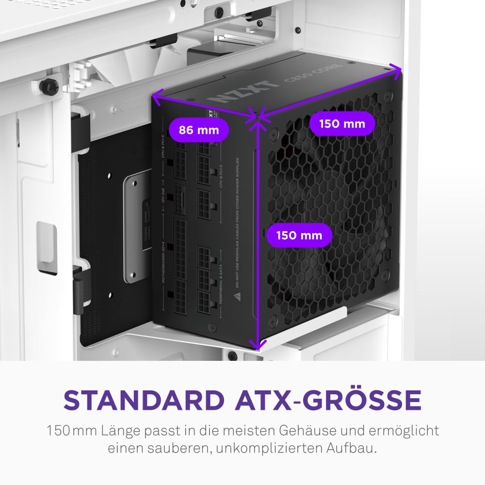 NZXT C850 Gold Core – 850W ATX 3.1 Netzteil – 80 Plus Gold – Cybenetics Platinum – Vollmodular – PCIe 5.1 600W 12V-2x6 – Zero-RPM-Lüfter – 105 °C-Kondensatoren – Schwarz