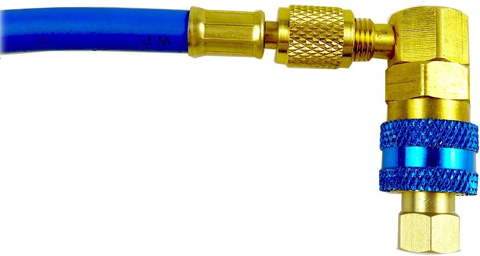 AC Oil Injector Tool Fit for C R134A R12 R22 Oil and Dye Injector Refrigerant Tools, Compressor Oil Dye Injector, AC HVAC Tool with Snap Quick Coupler-1/4" SAE Thread Male and Female Oz Injection