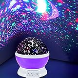 Stars and Moon Projection Lamp, Colorful Dream Night Light for Kids, Carousel Effect Light, for Bedr