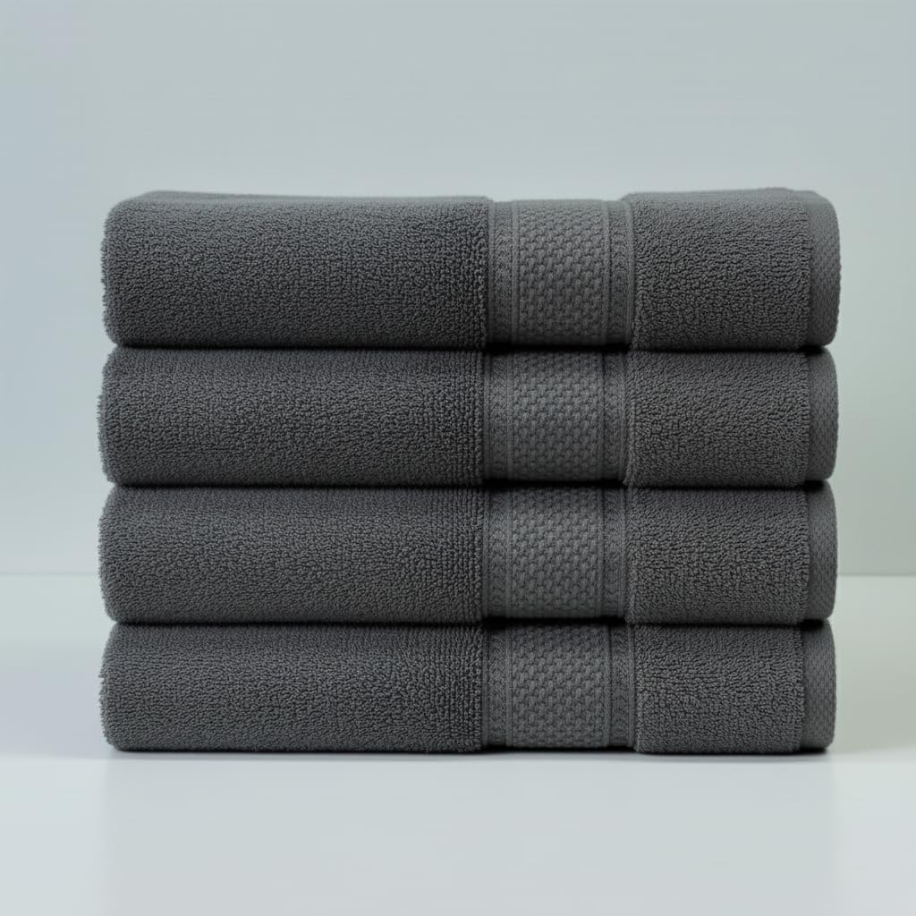 SKY BEDDINGS Premium 6-Piece Towel Set - 600 GSM 100% Cotton, Soft & Highly Absorbent Towels for Bathroom, Hotel & Spa - Includes 2 Bath Towels, 2 Hand Towels, and 2 Washcloths - Dark Grey