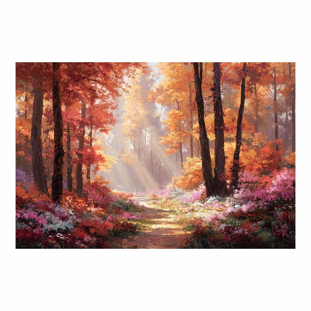 HOQIU Beautiful wall art Sunlit Fall Forests canvas artwork for wall, art prints, For living room, bedroom, bathroom, dining room, painting and decor.(Multicolor)-30x40cm Unframed