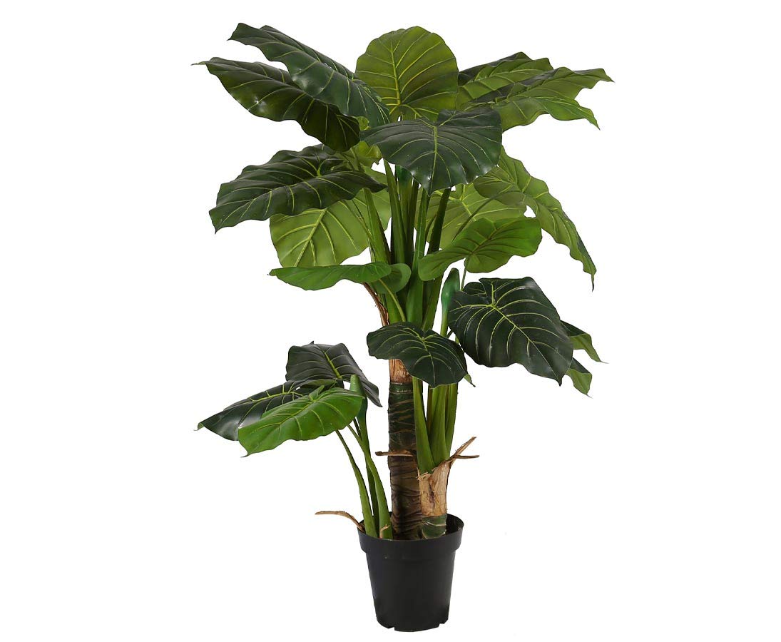Künstliches riesenblättriges Pfeilblatt Alocasia 135cm hoch mit 3 Stämmen und 26 Blätter im Topf