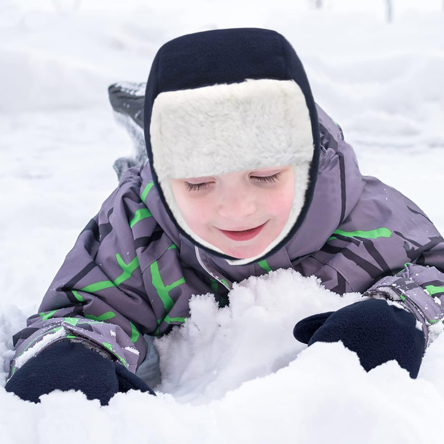 Baby Winter Hat Mittens Toddler Hats for Boys Girls Sherpa Lined Toddler Gloves Infant Baby Hat and Mitten Set - Image 4