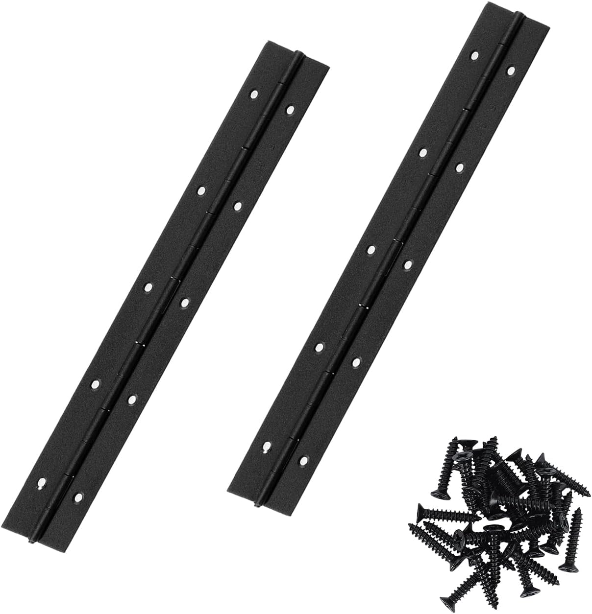 2Pcs 10inch Black Heavy Duty Continuous&Piano Hinges,1.2" Open Width Stainless Steel Piano Hinge with Holes and Screws,Working for Wood Box,Wood Furniture,Piano Cabinets.