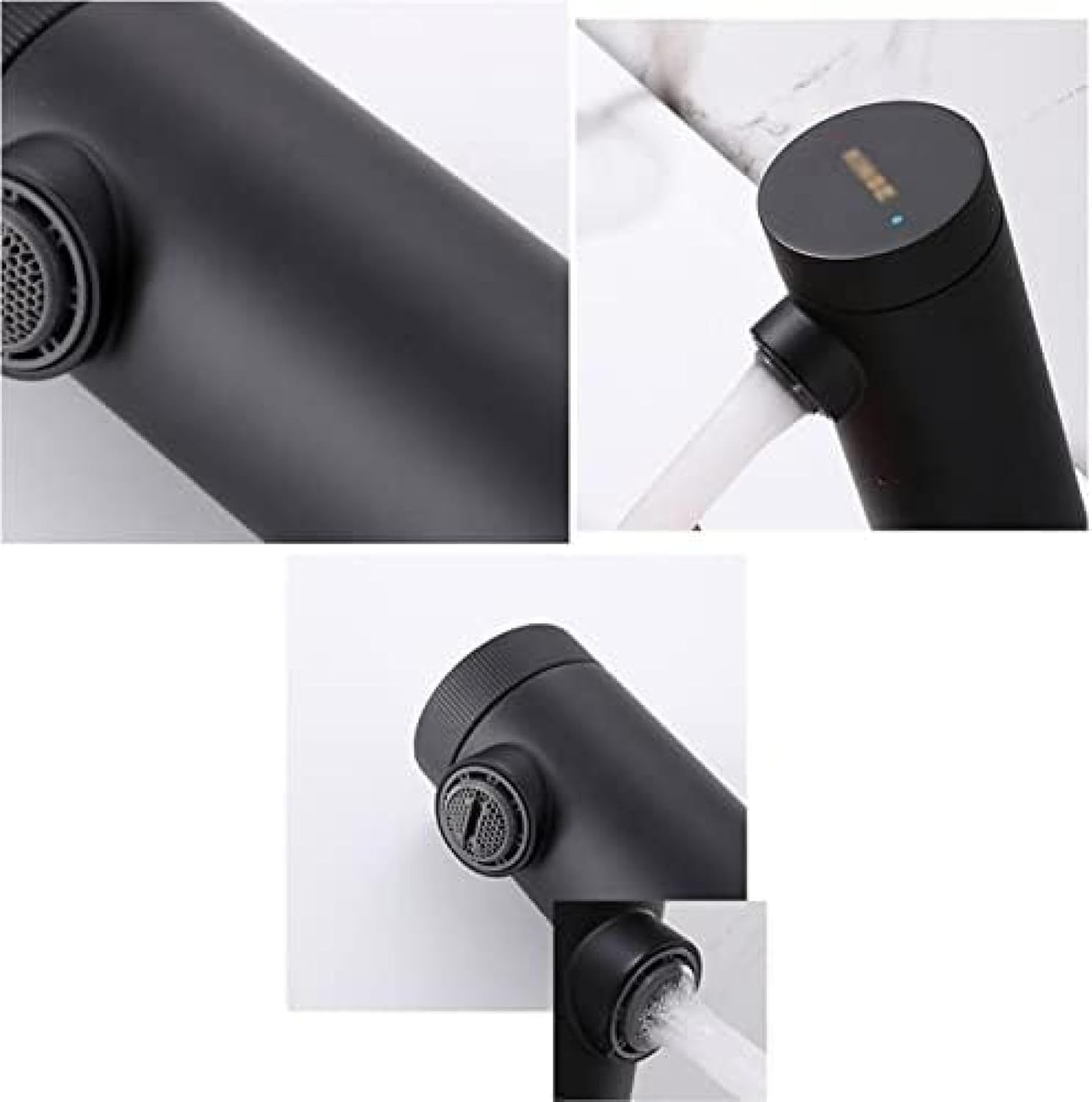 Sensor Taps Compatible with Wash Basin Hot and Cold Taps Automatic Sensor Touchless Bathroom Sink Bathroom Sink Tap, Matte Black,Black,Sink