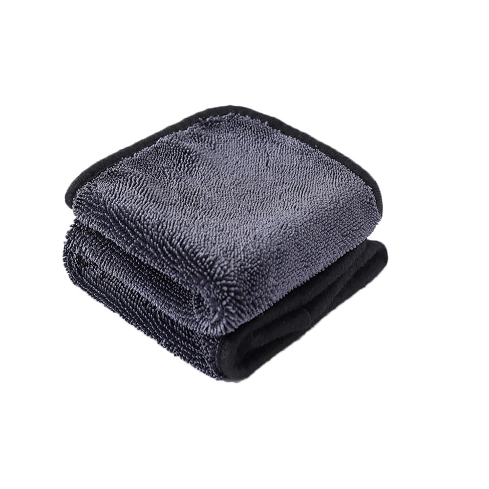 Auto Trockentuch 2 Stück Mikrofasertücher Reinigungstuch Handtücher Putzlappen Fenster Tücher Poliertuch Glasreinigungstuch Küchentuch Twisted Towel für Haus Küche Grau Einlagig (500 g/m²)