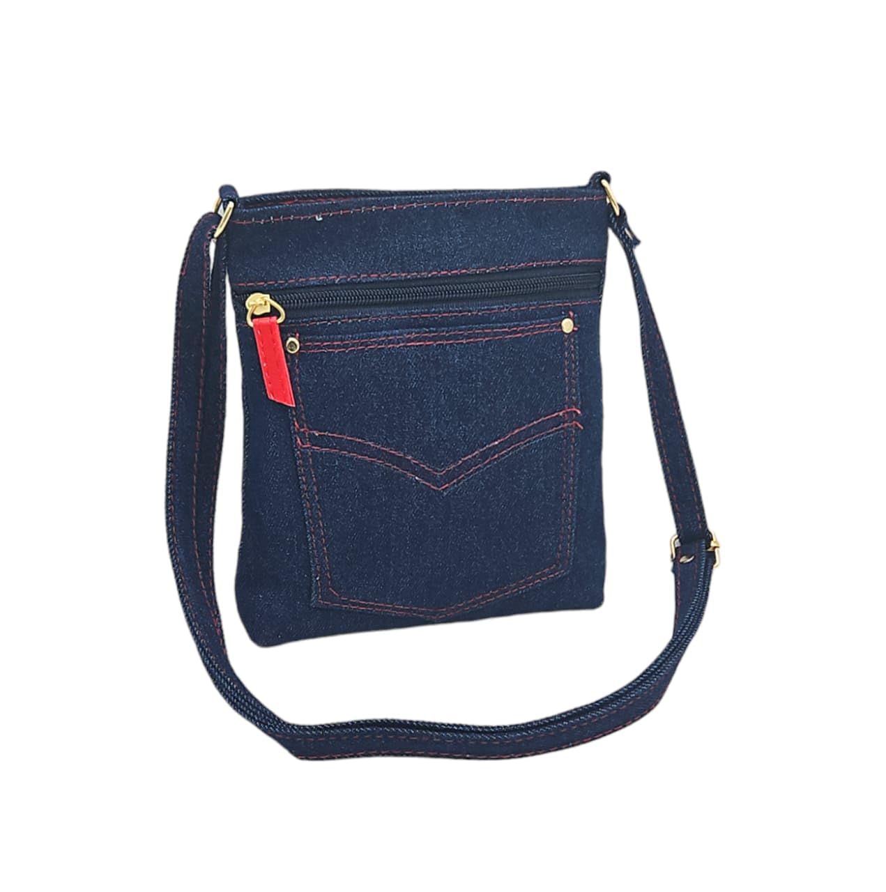 Denim Blue Sling Side Bag for Girls, 19 x 16 x 2 cm, Trouser Pocket Design, Adjustable Belt-image-16
