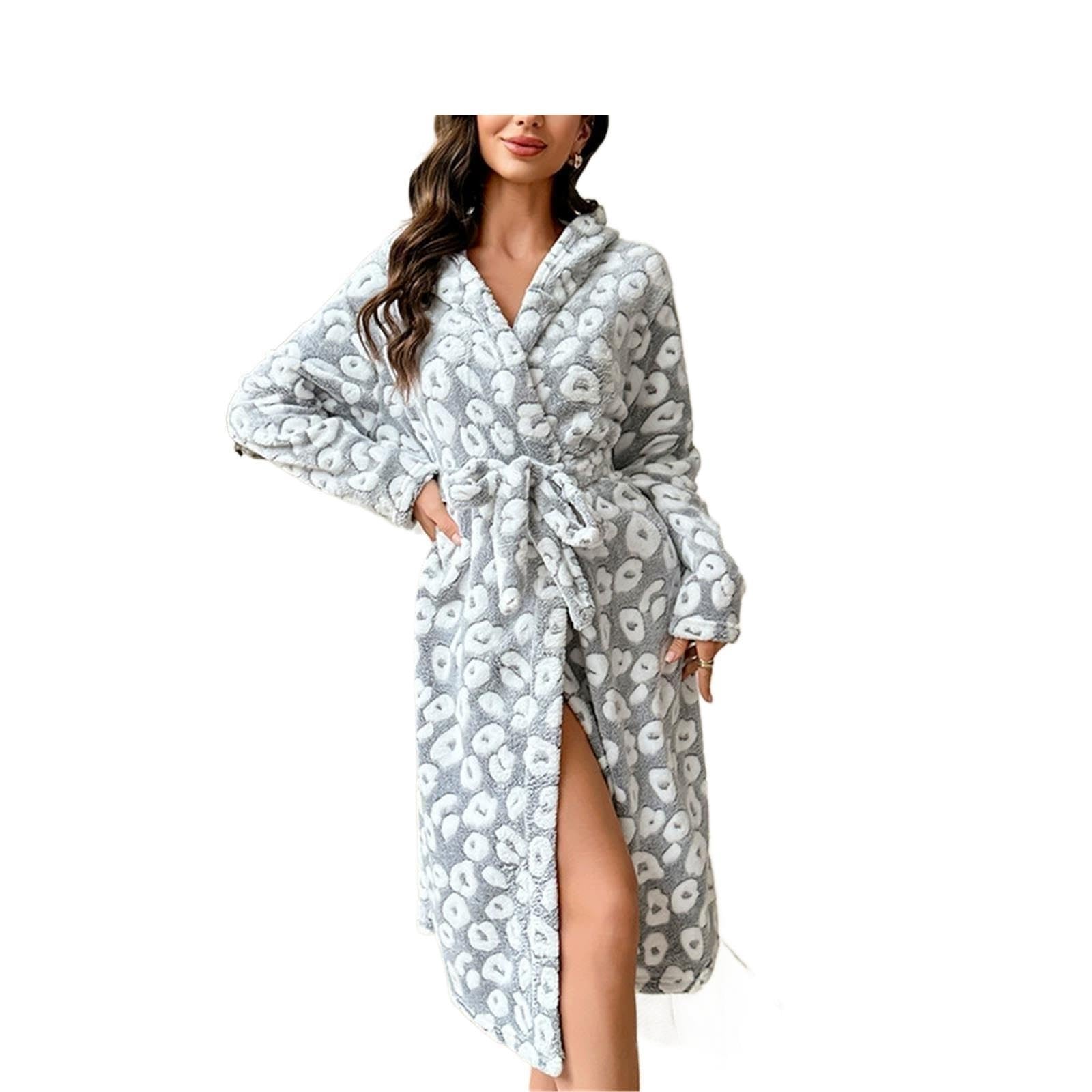Albornoz de forro polar con estampado de leopardo for mujer