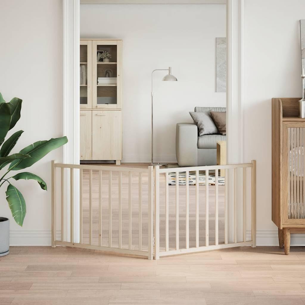 Puerta plegable para perros de madera maciza de abeto, 160 cm de ancho, independiente sin taladrar, ideal para caño de cachorros, valla para mascotas, protección segura en interiores y