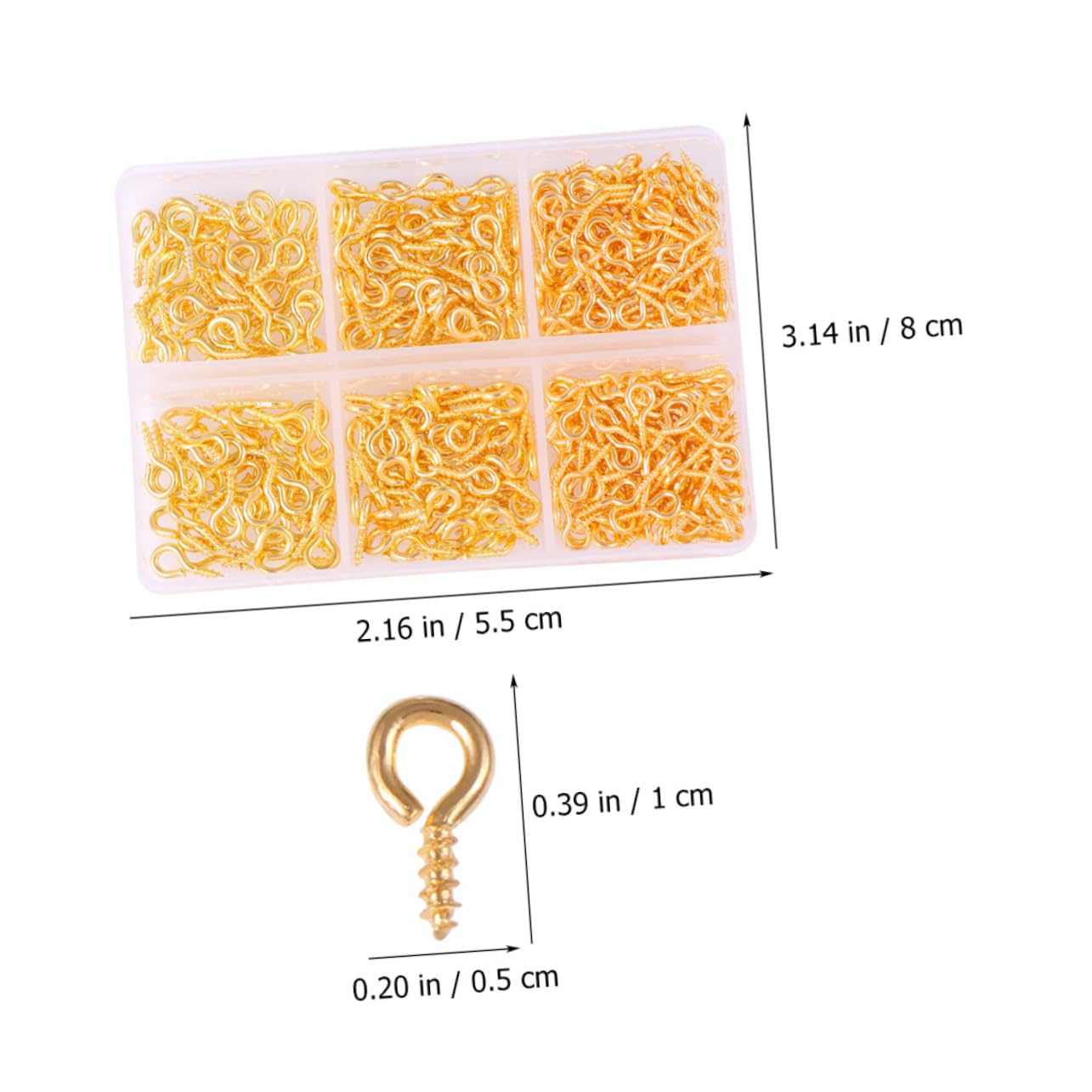 Housoutil 9mm Iron Screw-in Jewelry Eyelets DIY Accessories Small Hooks Self Tapping Eye Screws for Jewelry Making