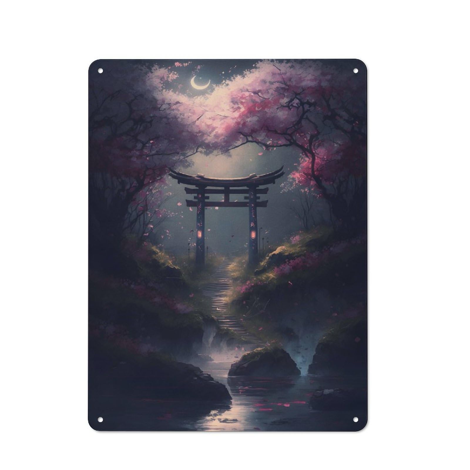 Junmoney Spiritual Torii Gate Rustic Metal Sign 40X30cm For Guest Room Or Hallway, Suited To Hallway Wall Decor Fans