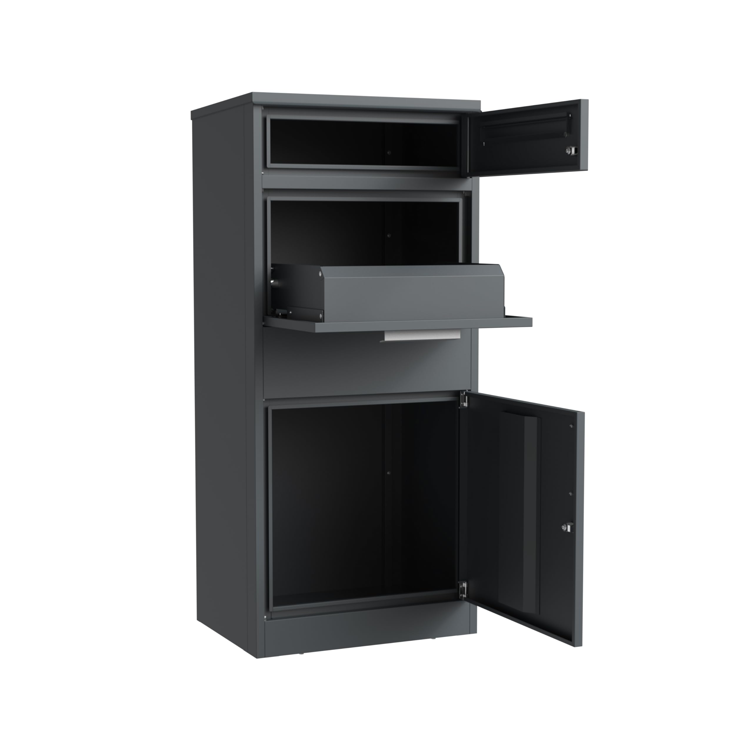 DEGAMO Paketbox Briefkasten Bremen 50x38x112cm, Stahl anthrazit RAL 7016, stehend, wasserdicht