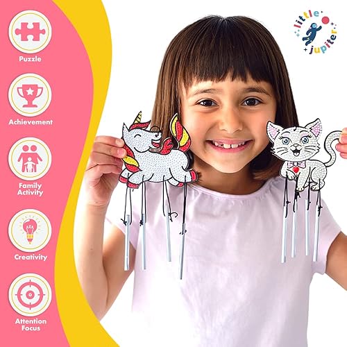 Miniatura 5 de Carillones de viento de pintura de diamantes 5D para niños, calcomanías de arte de diamantes y kit de manualidades de madera con arte de diamantes