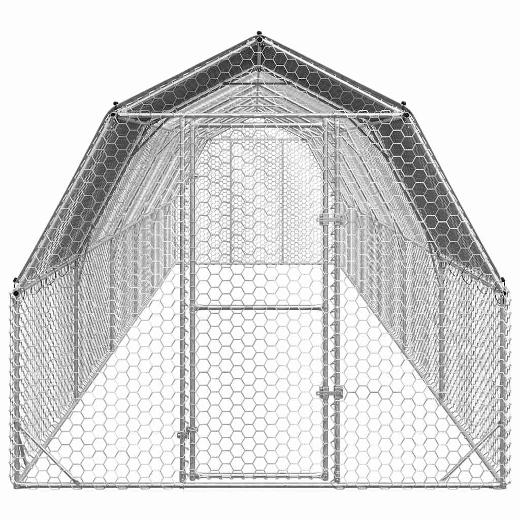 Kurnik z dachem z ocynkowanej stali, 2,5 x 12 x 2,25 m, duży wybieg z wodoodpornym dachem, zamykane drzwi, ochrona przed drapieżnikami, wszechstronny, dla kur, kaczek, gęsi i wielu innych