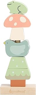 Pearhead Woodland Wooden Stacking Toy, Interactive Stackable Montessori Learning Toy, Building Game for Kids, Early Developmental Toys for Babies and Toddlers, 1+ Year, FSC Certified