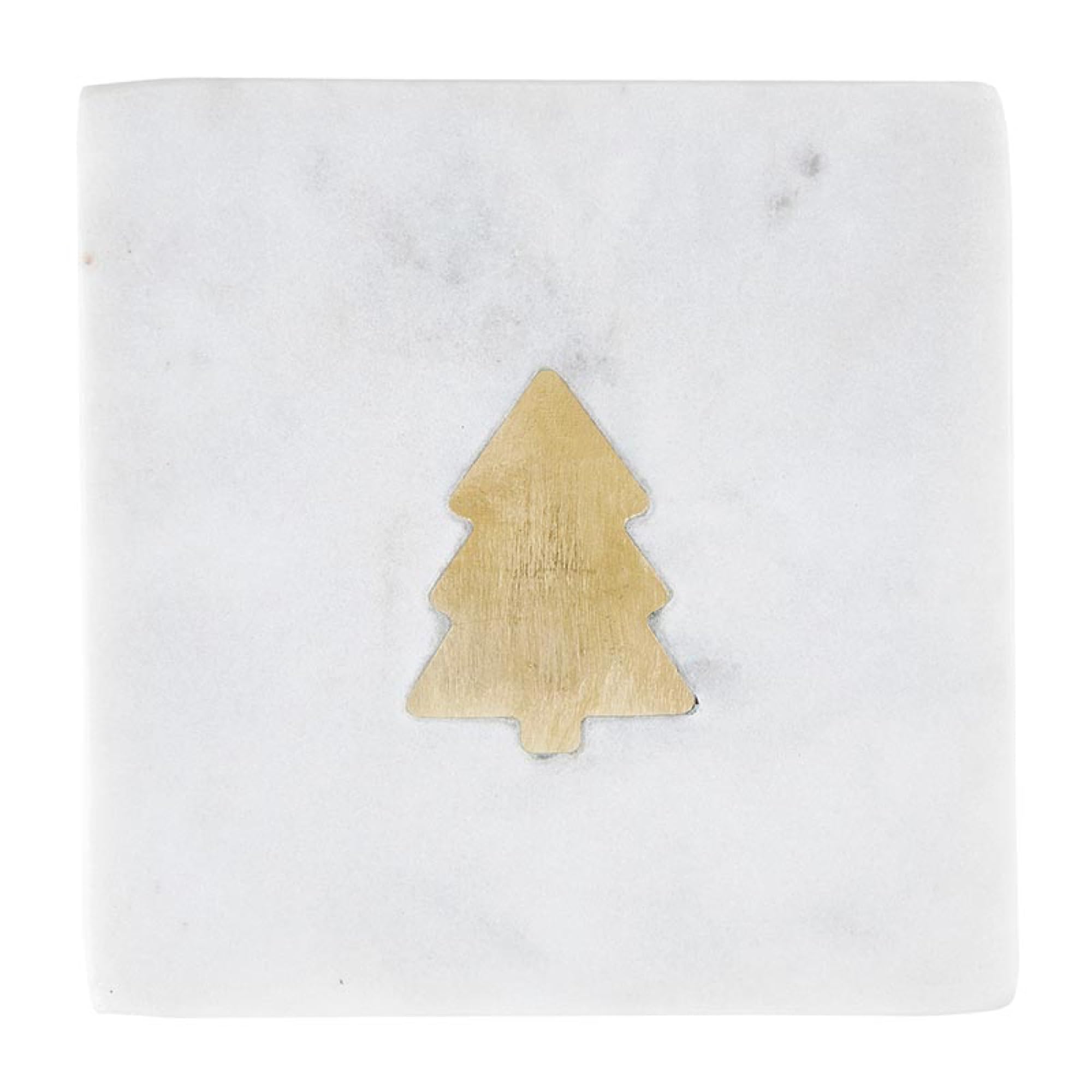 Santa Barbara Design Studio Coasters Holiday Marble Coaster Set, 4" Square, Trees, 4-Count